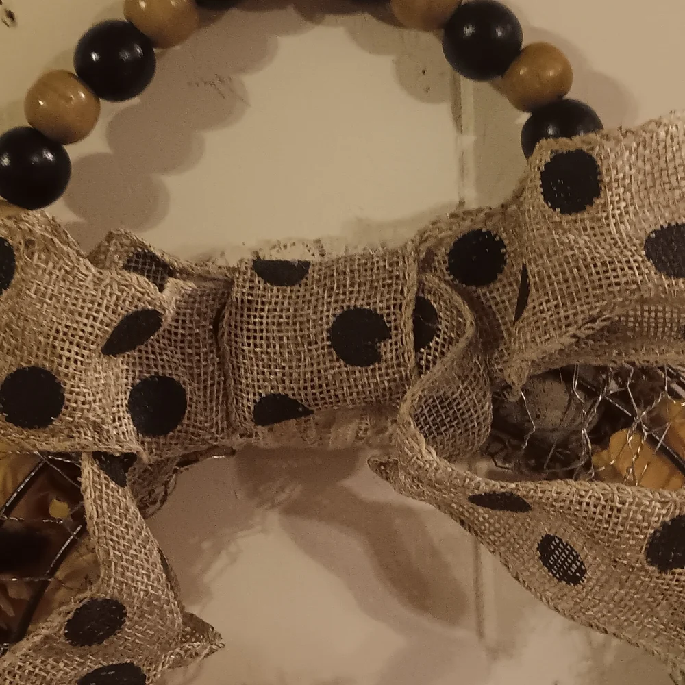 Handmade Rustic Holiday Wreath with Polka Dot Bow